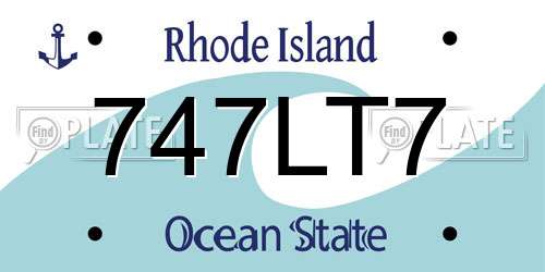 747LT7 Rhode Island License Plate