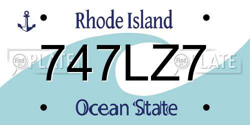 747LZ7 Rhode Island License Plate