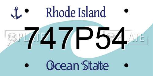 747P54 Rhode Island License Plate