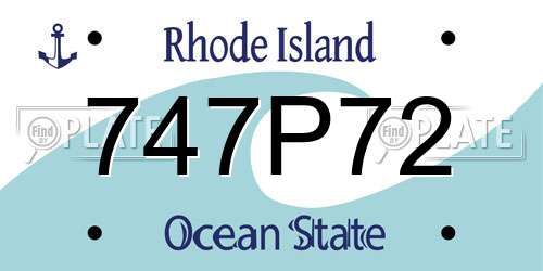 747P72 Rhode Island License Plate
