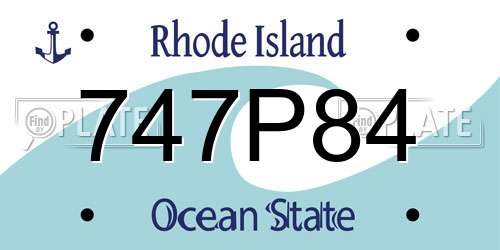 747P84 Rhode Island License Plate