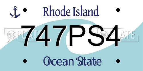 747PS4 Rhode Island License Plate