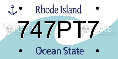 747PT7 Rhode Island License Plate
