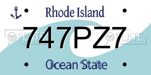 747PZ7 Rhode Island License Plate