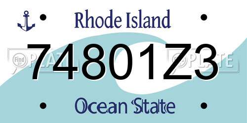 74801Z3 Rhode Island License Plate
