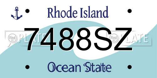 7488SZ Rhode Island License Plate