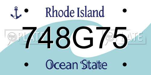 748G75 Rhode Island License Plate