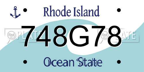 748G78 Rhode Island License Plate