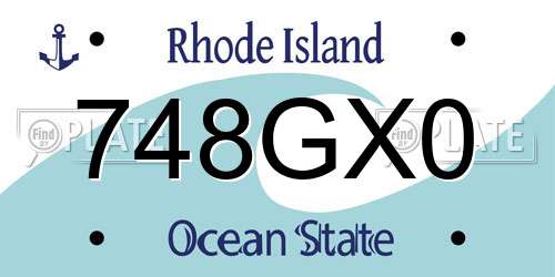 748GX0 Rhode Island License Plate