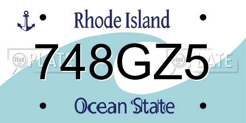 748GZ5 Rhode Island License Plate