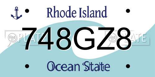 748GZ8 Rhode Island License Plate
