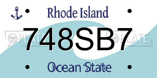 748SB7 Rhode Island License Plate