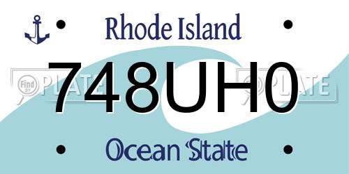 748UH0 Rhode Island License Plate