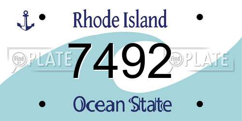 7492 Rhode Island License Plate