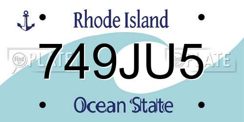 749JU5 Rhode Island License Plate