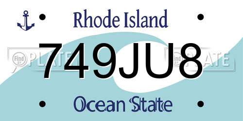 749JU8 Rhode Island License Plate