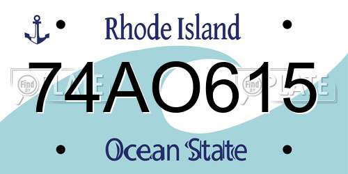 74AO615 Rhode Island License Plate