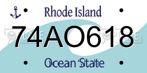 74AO618 Rhode Island License Plate