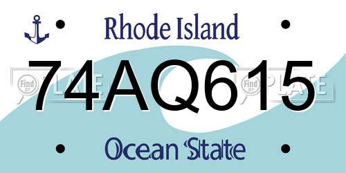74AQ615 Rhode Island License Plate