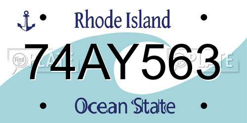 74AY563 Rhode Island License Plate