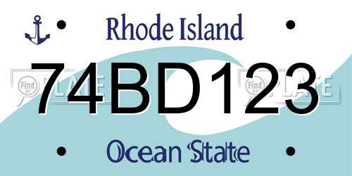 74BD123 Rhode Island License Plate