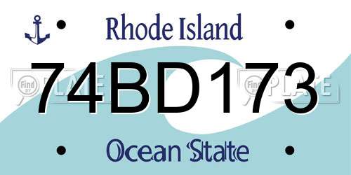 74BD173 Rhode Island License Plate