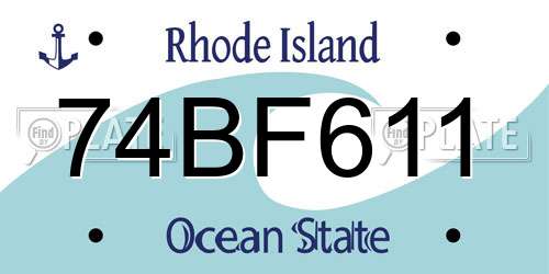 74BF611 Rhode Island License Plate