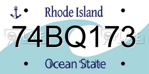 74BQ173 Rhode Island License Plate