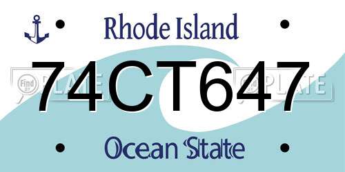 74CT647 Rhode Island License Plate