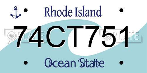 74CT751 Rhode Island License Plate