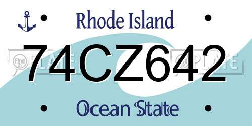 74CZ642 Rhode Island License Plate