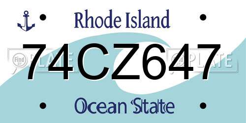 74CZ647 Rhode Island License Plate