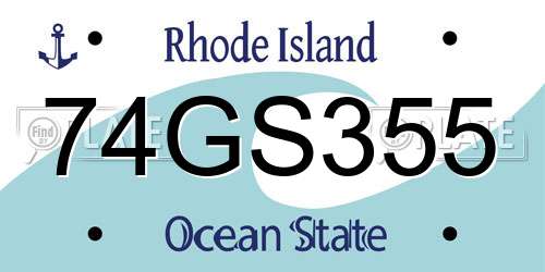 74GS355 Rhode Island License Plate