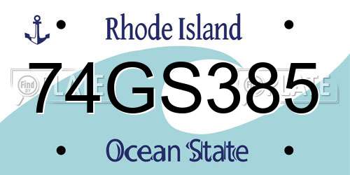 74GS385 Rhode Island License Plate
