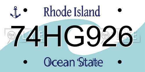 74HG926 Rhode Island License Plate