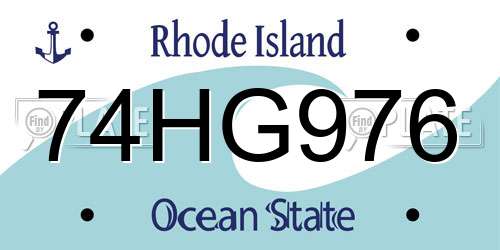 74HG976 Rhode Island License Plate