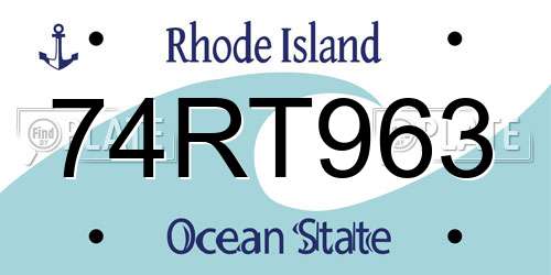 74RT963 Rhode Island License Plate