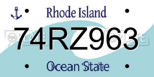 74RZ963 Rhode Island License Plate