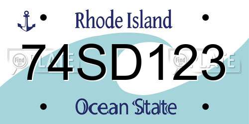 74SD123 Rhode Island License Plate