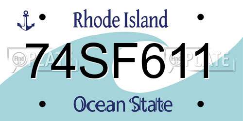74SF611 Rhode Island License Plate