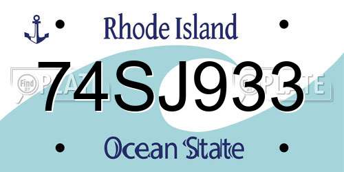 74SJ933 Rhode Island License Plate