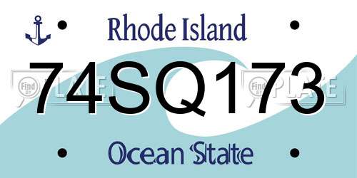 74SQ173 Rhode Island License Plate