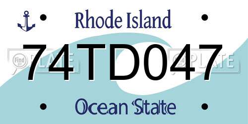 74TD047 Rhode Island License Plate