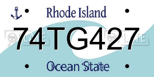 74TG427 Rhode Island License Plate