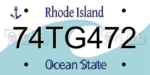 74TG472 Rhode Island License Plate