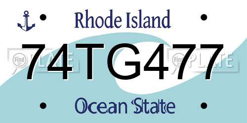 74TG477 Rhode Island License Plate