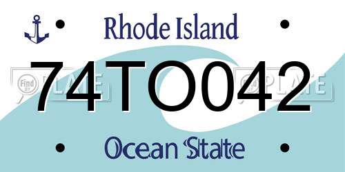 74TO042 Rhode Island License Plate