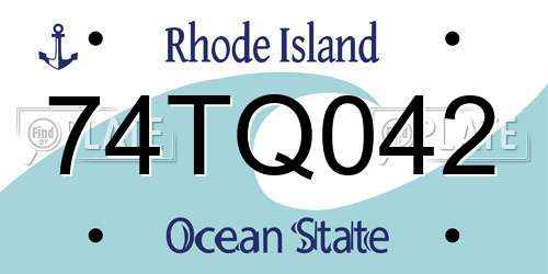 74TQ042 Rhode Island License Plate