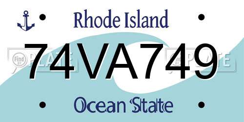 74VA749 Rhode Island License Plate