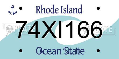 74XI166 Rhode Island License Plate